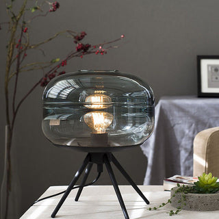 Glass shade lamp close-up — modern designer E27 detail