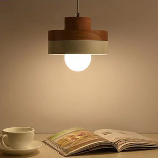 Suspension luminaire industrielle en bois – Plafonnier rustique moderne avec ampoule E27