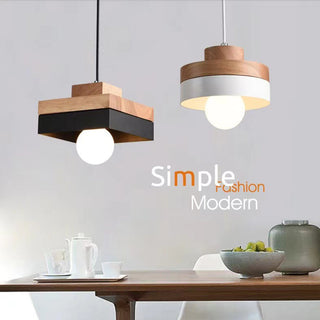 Wood and metal pendant — industrial rustic design