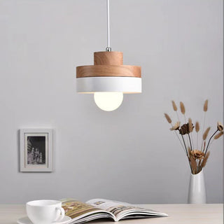 Suspension luminaire industrielle en bois – Plafonnier rustique moderne avec ampoule E27