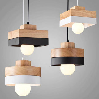 Rustic wood pendant showing natural grain texture