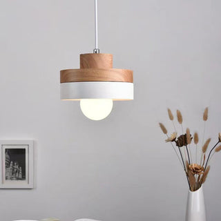 Natural wood hanging lamp with E27 socket for kitchen island