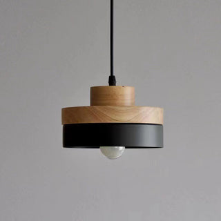 Industrial wood pendant with rustic E27 bulb socket