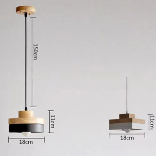 Suspension luminaire industrielle en bois – Plafonnier rustique moderne avec ampoule E27