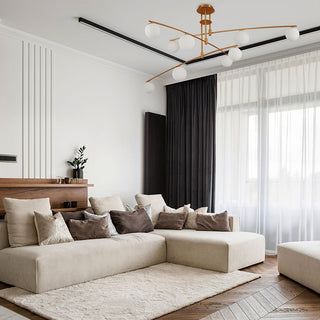 Contemporary Nordic chandelier white glass ball iron frame