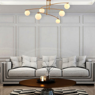 Glass ball chandelier Nordic white iron frame pendant fixture