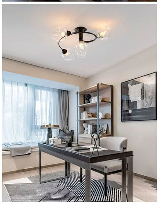 Modern Ceiling Light – Adjustable LED Fixture with Swivel Rings & Colorful Glass Shades