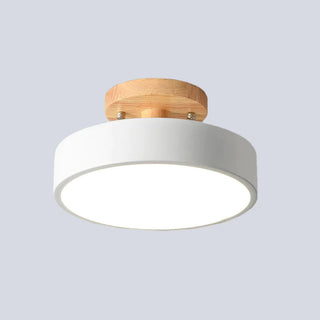 Modern wood finish ceiling fixture, natural material LED lamp
