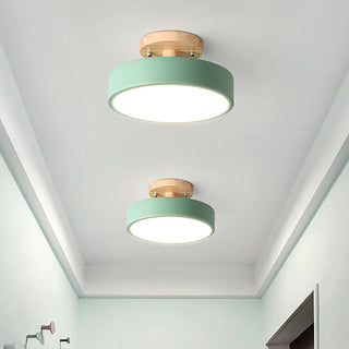 Wooden flush mount ceiling light, natural wood modern design