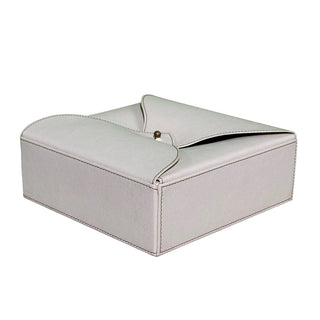 ivory desk organizer luxury vegan leather set wood panel suede lining natural view