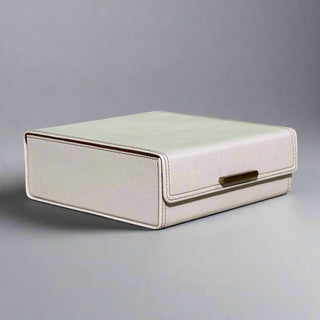 ivory desk organizer luxury vegan leather set wood panel suede lining set view