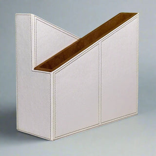 ivory desk organizer luxury vegan leather set wood panel suede lining collection view
