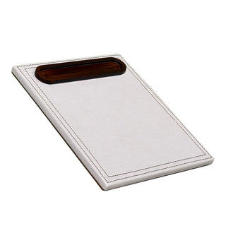 ivory desk organizer luxury vegan leather set wood panel suede lining product view