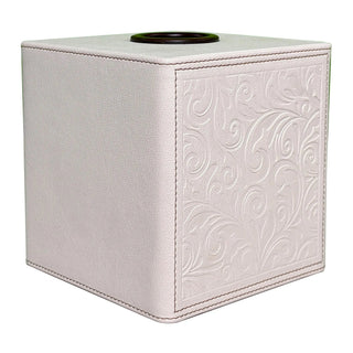 ivory desk organizer luxury vegan leather set wood panel suede lining lifestyle view
