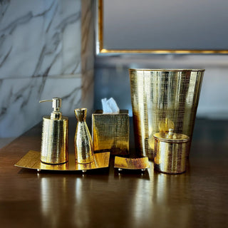 gold solid brass luxury 7-piece bathroom accessories set jacquard finish product view
