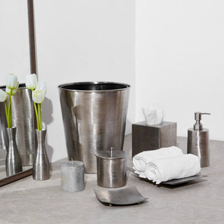 polished steel handcrafted jacquard pattern luxury 7-piece bathroom accessories top view