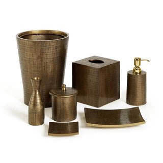 resin 7-piece vintage jacquard pattern bathroom accessory kit front view