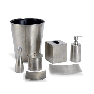 polished steel handcrafted jacquard pattern luxury 7-piece bathroom accessories front view