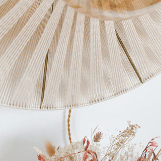 Vintage rope hat pendant top view — handmade living room lamp