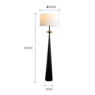 Minimalist Japanese floor lamp wide view — fabric shade