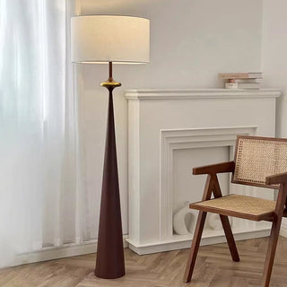Minimalist fabric shade lamp close-up — Japanese iron detail