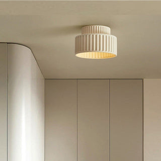 Vintage Drum Ceiling Lamp – Semi Flush Mount Light with Cream Drum Shade