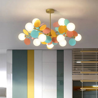 Multicolored iron glass flower chandelier creative ceiling