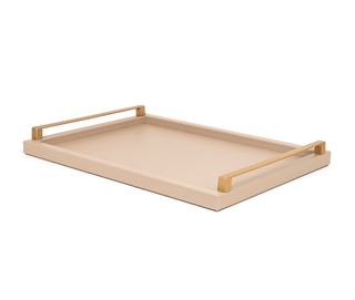 leather serving tray pinetti custom luxury chrome gold brass handles front view