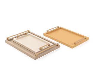 leather serving tray pinetti custom luxury chrome gold brass handles detail