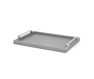 leather serving tray pinetti custom luxury chrome gold brass handles side view