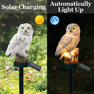 Outdoor Solar Lamp – Hand-Painted Resin Owl With Warm Glow LED Lighting