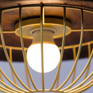 Iron wood pendant lamp — wrought iron hollow shade ceiling fixture