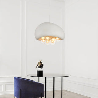 Textured pendant with Nordic cream finish over kitchen island