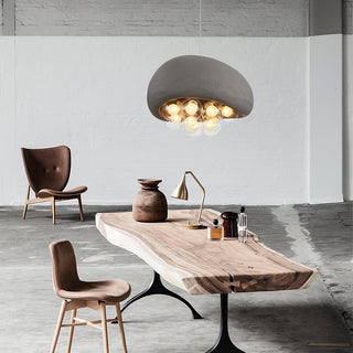 Nordic cream pendant with textured cement shade — dining room