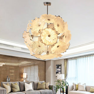 Murano Glass Chandelier – Handcrafted White Floréade With Soft Light Diffusion