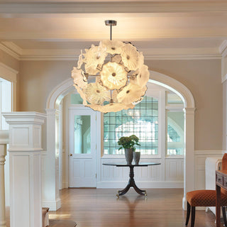 Murano Glass Chandelier – Handcrafted White Floréade With Soft Light Diffusion
