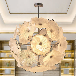 Murano Glass Chandelier – Handcrafted White Floréade With Soft Light Diffusion