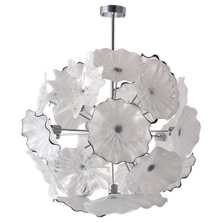 Murano Glass Chandelier – Handcrafted White Floréade With Soft Light Diffusion