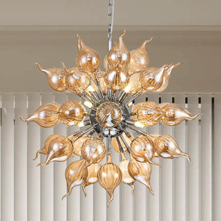 Sputnik Chandelier - Orbistar Brown Blown Glass Light With Adjustable Chain & LED Fixture
