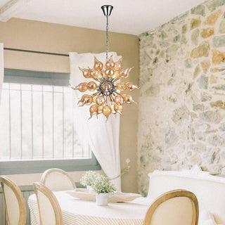 Sputnik Chandelier - Orbistar Brown Blown Glass Light With Adjustable Chain & LED Fixture