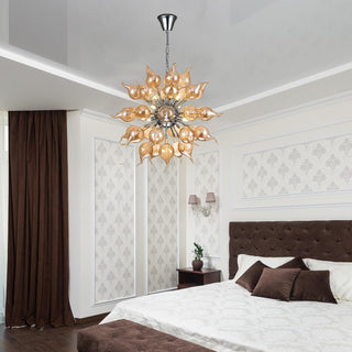 Sputnik Chandelier - Orbistar Brown Blown Glass Light With Adjustable Chain & LED Fixture