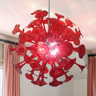 Red Glass Chandelier – Handcrafted Blown Glass Lighting | Elegant Ceiling Light