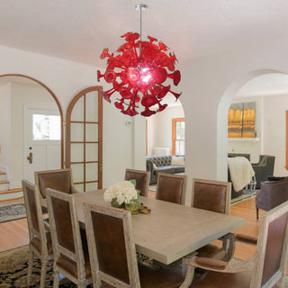 Red Glass Chandelier – Handcrafted Blown Glass Lighting | Elegant Ceiling Light