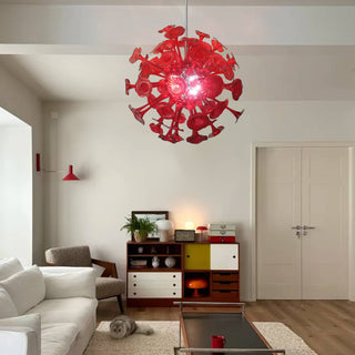 Red Glass Chandelier – Handcrafted Blown Glass Lighting | Elegant Ceiling Light