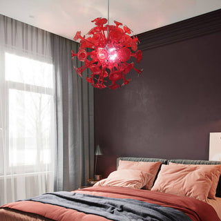 Red Glass Chandelier – Handcrafted Blown Glass Lighting | Elegant Ceiling Light