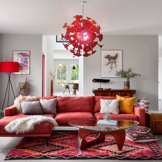 Red Glass Chandelier – Handcrafted Blown Glass Lighting | Elegant Ceiling Light
