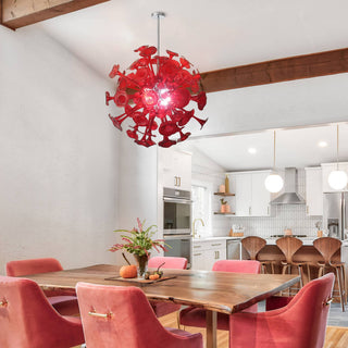 Red Glass Chandelier – Handcrafted Blown Glass Lighting | Elegant Ceiling Light