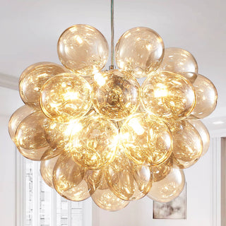 Blown Glass Chandelier – Modern Beige Glass Light With Adjustable Chain