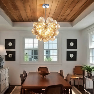 Blown Glass Chandelier – Modern Beige Glass Light With Adjustable Chain