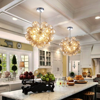 Blown Glass Chandelier – Modern Beige Glass Light With Adjustable Chain